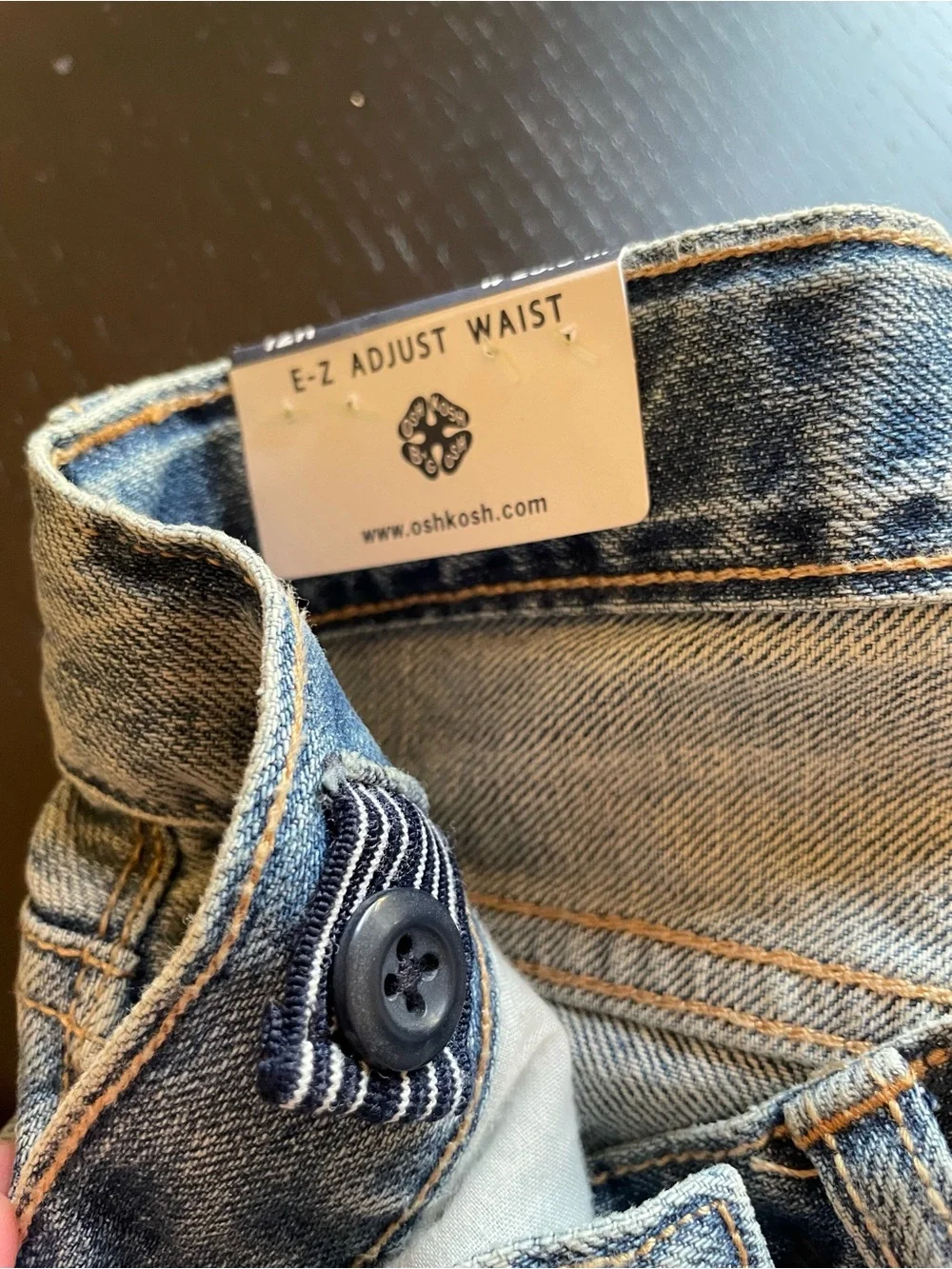 OshKosh B'gosh Light Blue Wash Straight-Leg Snap Jeans EZ Adjust Waist Size 12R